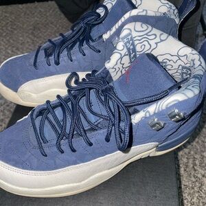 Air Jordan 12s:  Blue and White Sneakers